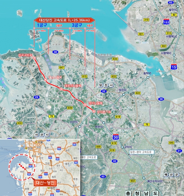 대산~당진 고속도로 1~4공구 위치도 / 사진=태영건설