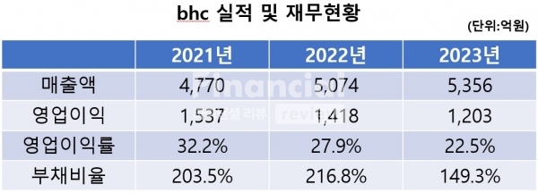 bhc 실적 및 재무현황(출처:금융감독원) / 정리=최용운 기자