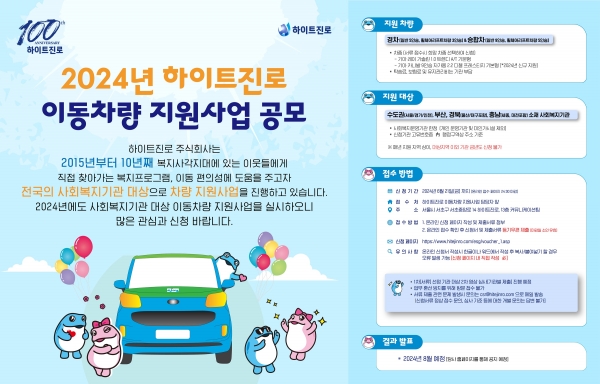 2024년 사회복지기관 이동차량 지원사업 공모./사진=하이트진로